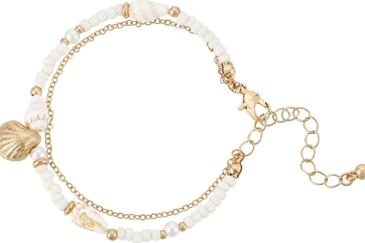 Bijou Brigitte Armbänder Gold|Maritimer Schmuck>Armband - Beach Shell gold, weiß