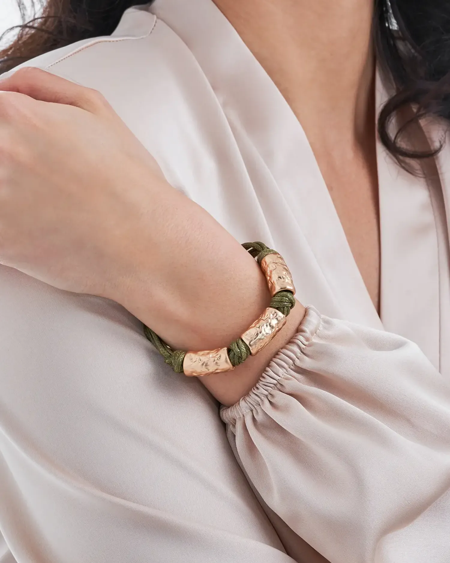 Bijou Brigitte Armbänder Gold|Boho-Schmuck>Armband - Chunky Beads gold, grün