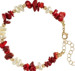 Bijou Brigitte Edelsteinarmbänder|Perlenschmuck>Armband - Coral Red weiß, rot