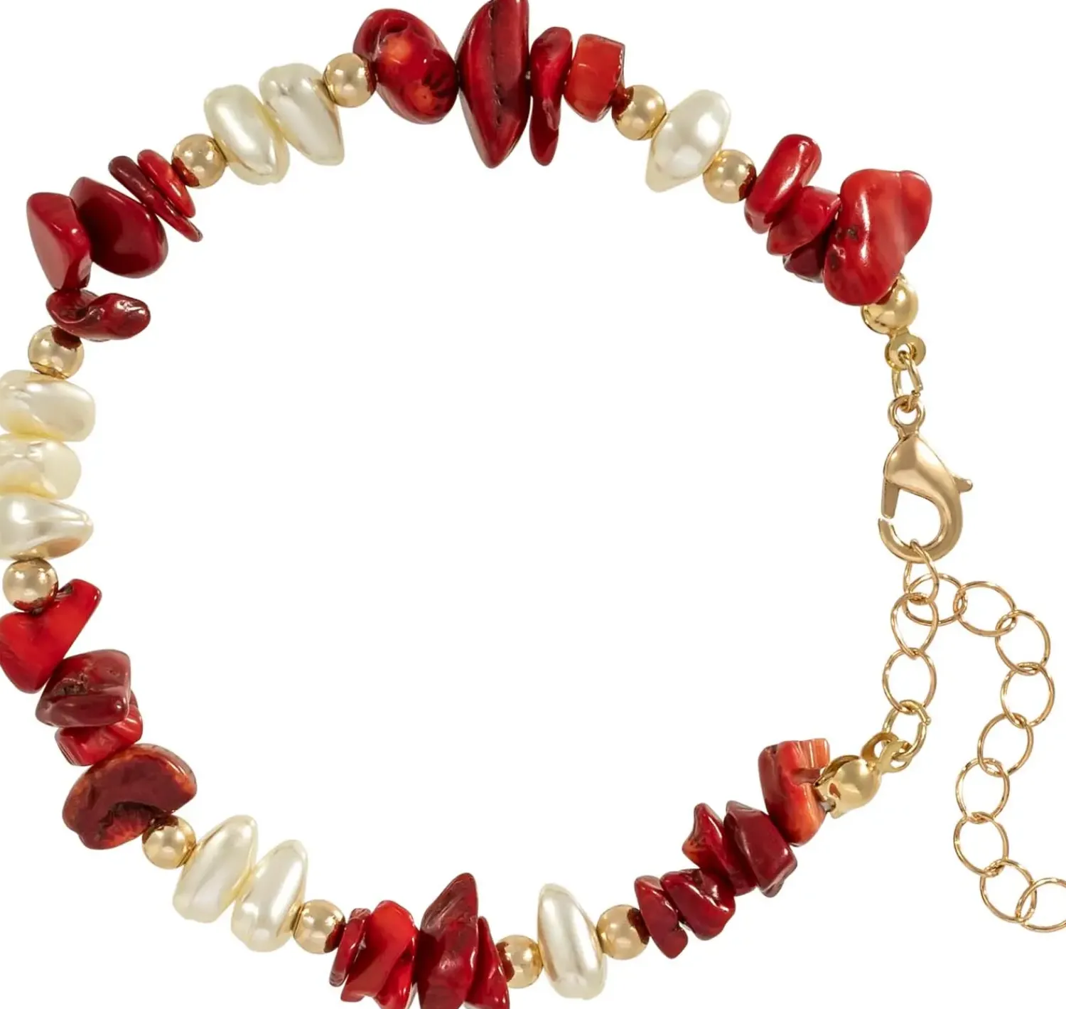 Bijou Brigitte Edelsteinarmbänder|Perlenschmuck>Armband - Coral Red weiß, rot