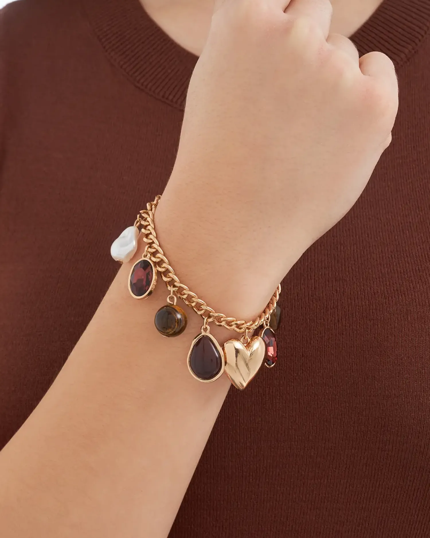 Bijou Brigitte Edelsteinarmbänder|Armbänder Gold>Armband - Different Tigereye braun, gold