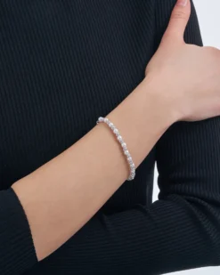 Bijou Brigitte Perlenschmuck|Perlenarmbänder>Armband - Glitter Pearls weiß, silber