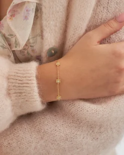 Bijou Brigitte Blumenschmuck|Silver Crystals>Armband - en Bloom gold