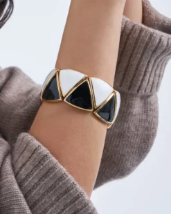 Bijou Brigitte Armreifen>Armband - Golden Chess schwarz, weiß