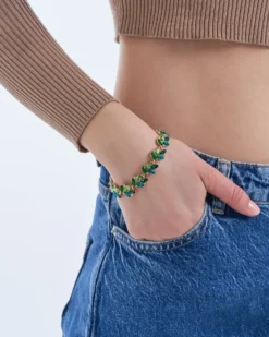 Bijou Brigitte Blumenschmuck>Armband - Green Leaves grün