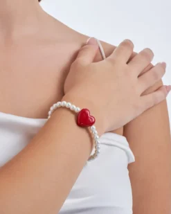 Bijou Brigitte Perlenschmuck|Perlenarmbänder>Armband - Heart Pearl weiß