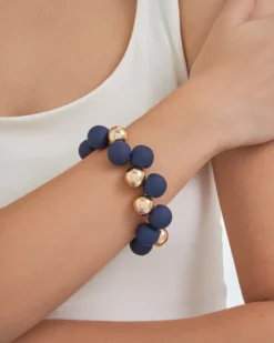 Bijou Brigitte Armbänder Gold>Armband - Navy Pearls blau, gold