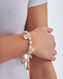 Bijou Brigitte Armbänder Gold|Maritimer Schmuck>Armband - Pearly Charms gold, weiß