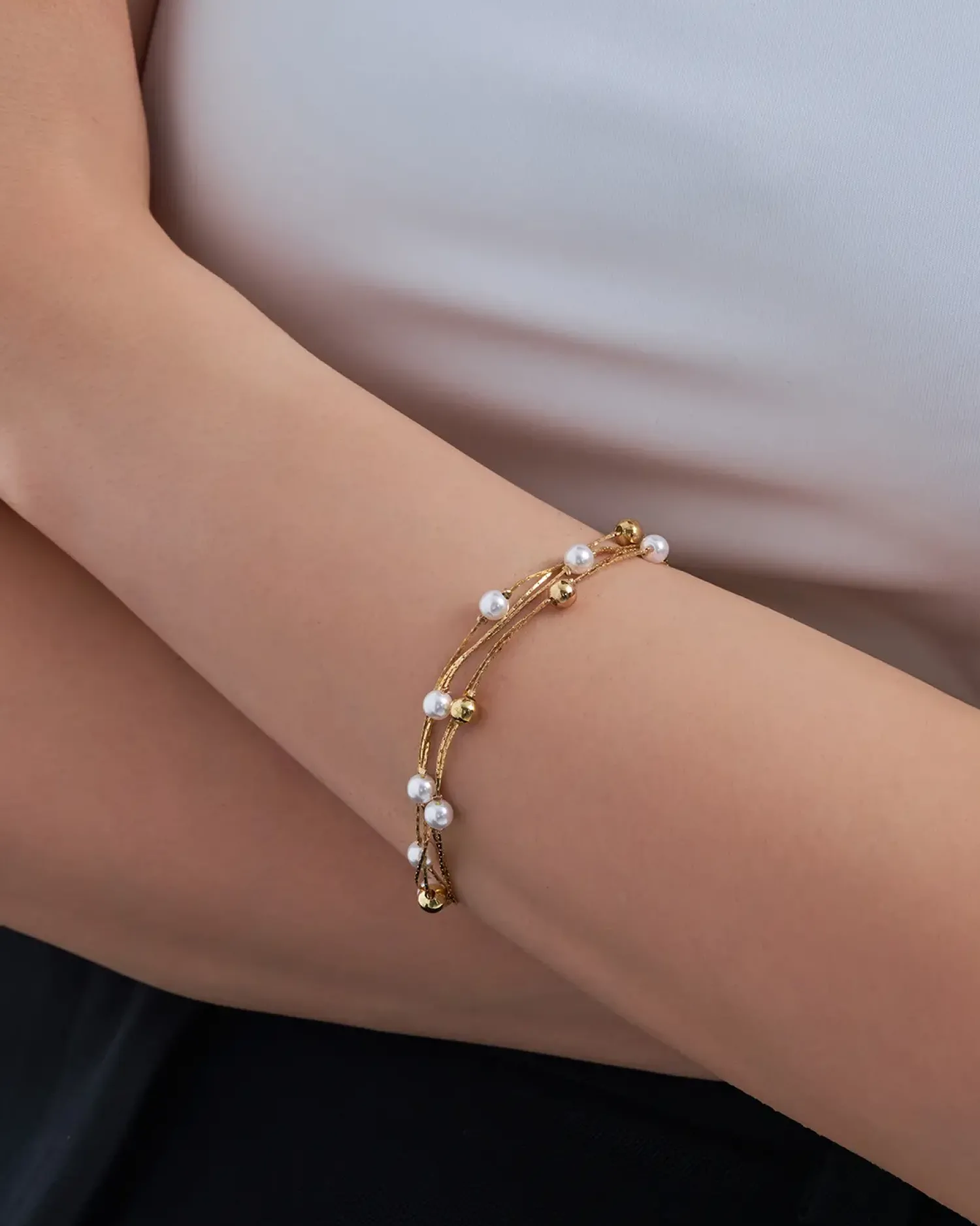 Bijou Brigitte Armbänder Gold|Perlenarmbänder>Armband - Pearly Rows gold