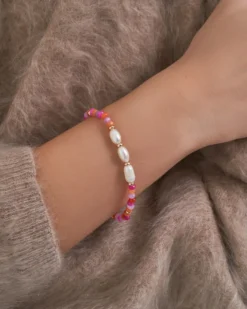Bijou Brigitte Edelsteinarmbänder>Armband - Pink Jade orange, pink