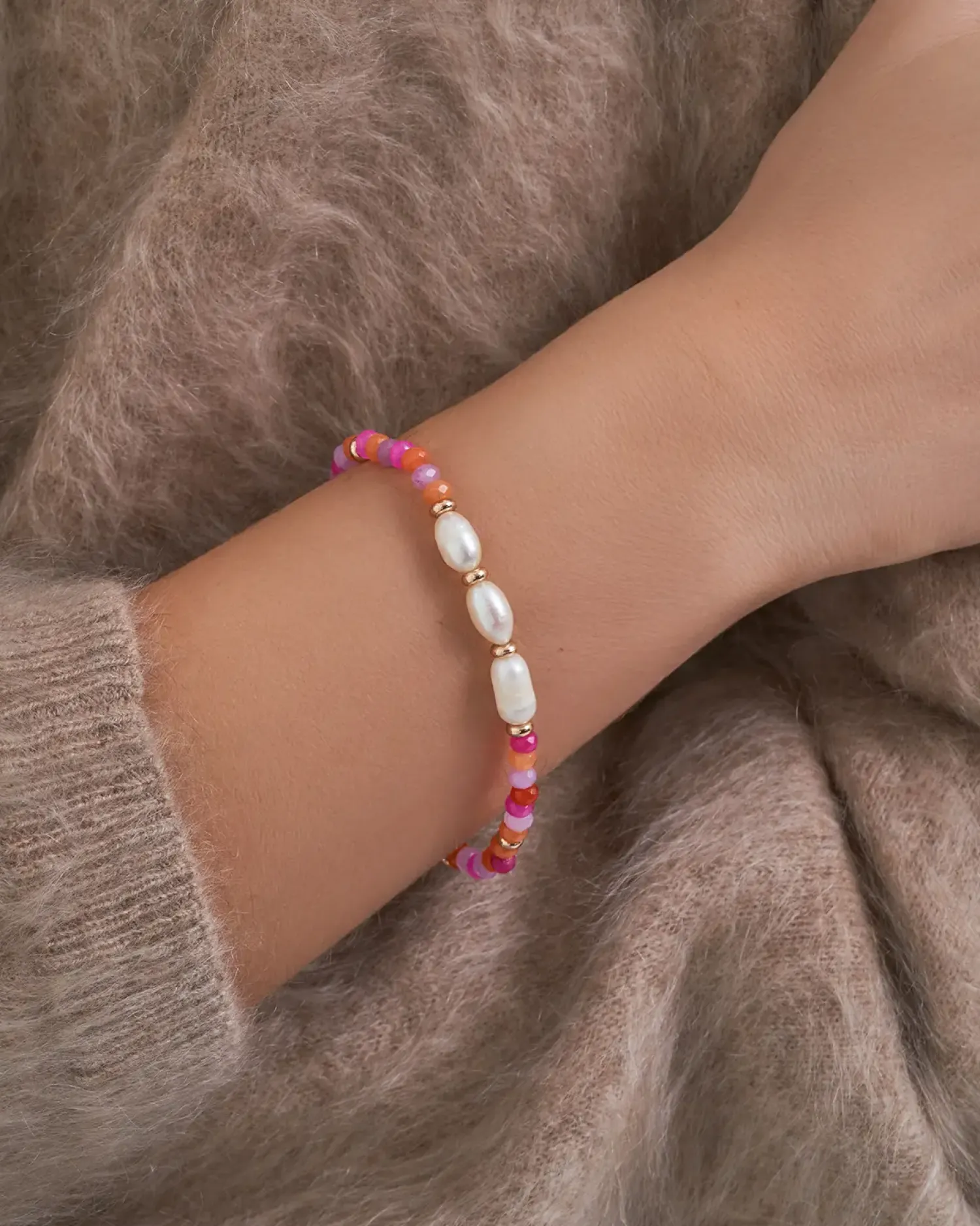 Bijou Brigitte Edelsteinarmbänder>Armband - Pink Jade orange, pink