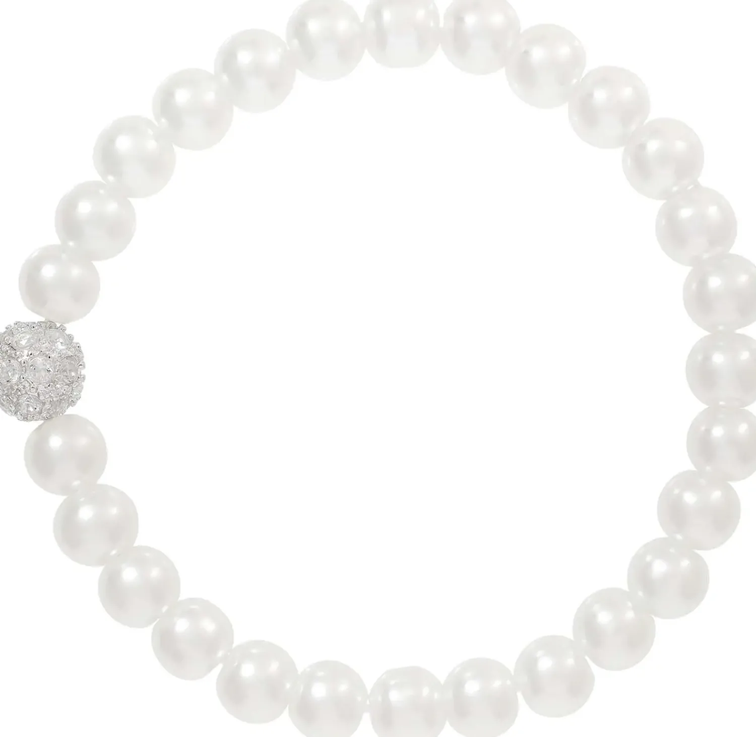 Bijou Brigitte Perlenschmuck|Perlenarmbänder>Armband - Rhinestone Ball weiß