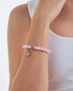 Bijou Brigitte Edelsteinarmbänder>Armband - Rosenquarz / Kleeblatt rosa