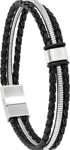 Bijou Brigitte Herrenarmbänder|Edelstahlschmuck In Silber>Armband - Rough Element schwarz, silber