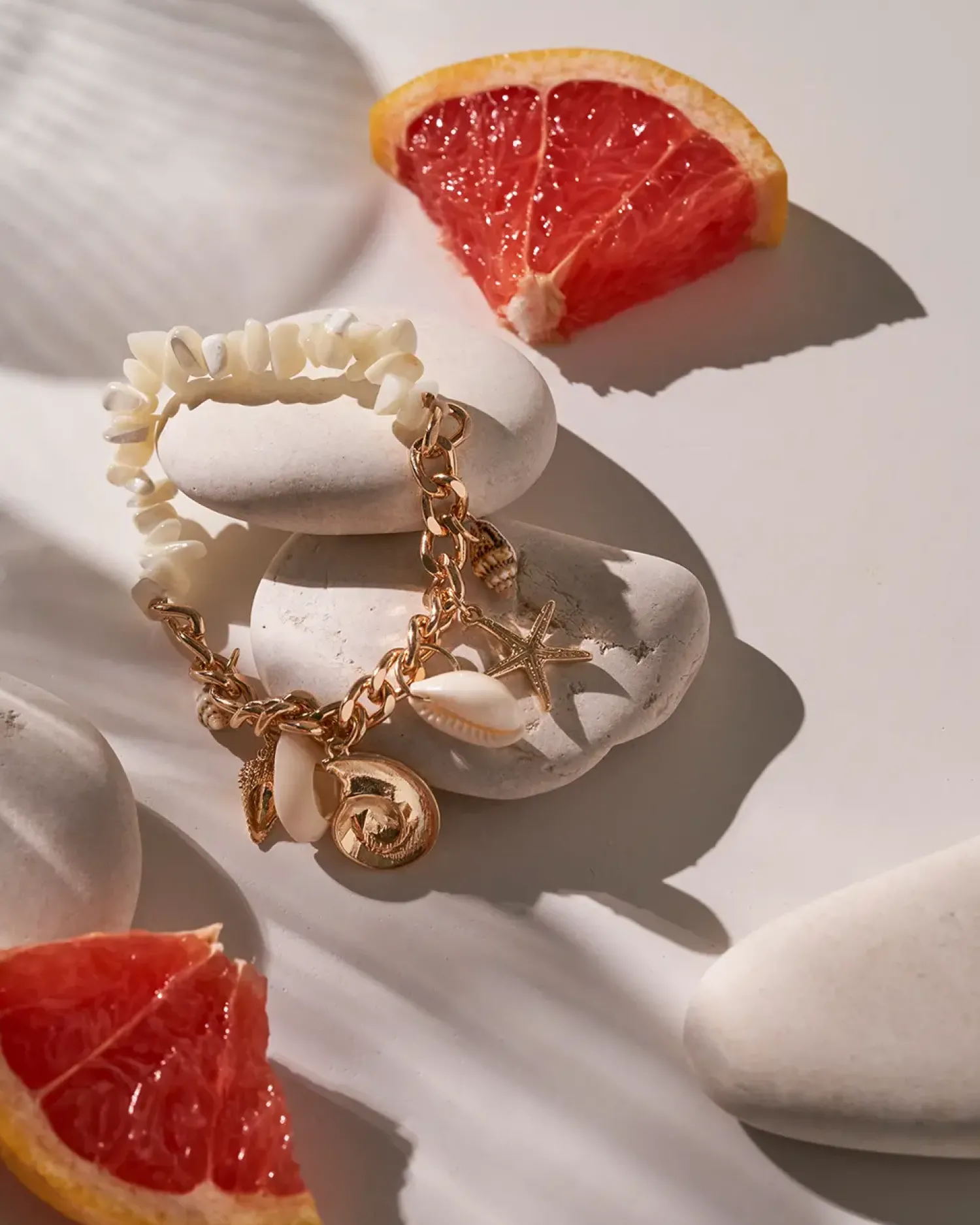 Bijou Brigitte Armbänder Gold|Maritimer Schmuck>Armband - Seashore Delight gold, weiß