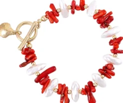 Bijou Brigitte Perlenschmuck|Maritimer Schmuck>Armband - Seaside Glow weiß, rot