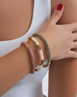 Bijou Brigitte Boho-Schmuck>Armband-Set - Boho Trio rosa, weiß, grau