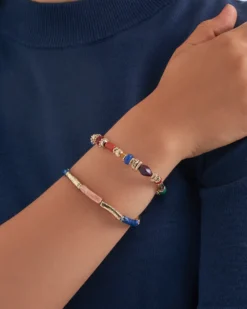 Bijou Brigitte Armbänder Gold>Armband-Set - Colorful Beads braun, gold, orange