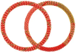 Bijou Brigitte Boho-Schmuck>Armband-Set - Coral Weave orange