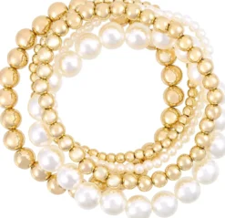 Bijou Brigitte Perlenschmuck|Armbänder Gold>Armband-Set - Dream Vacation gold, weiß