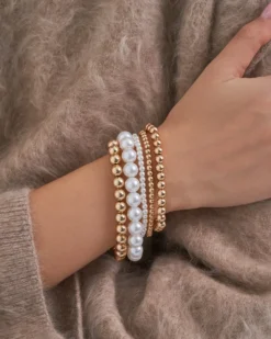 Bijou Brigitte Perlenschmuck|Armbänder Gold>Armband-Set - Dream Vacation gold, weiß