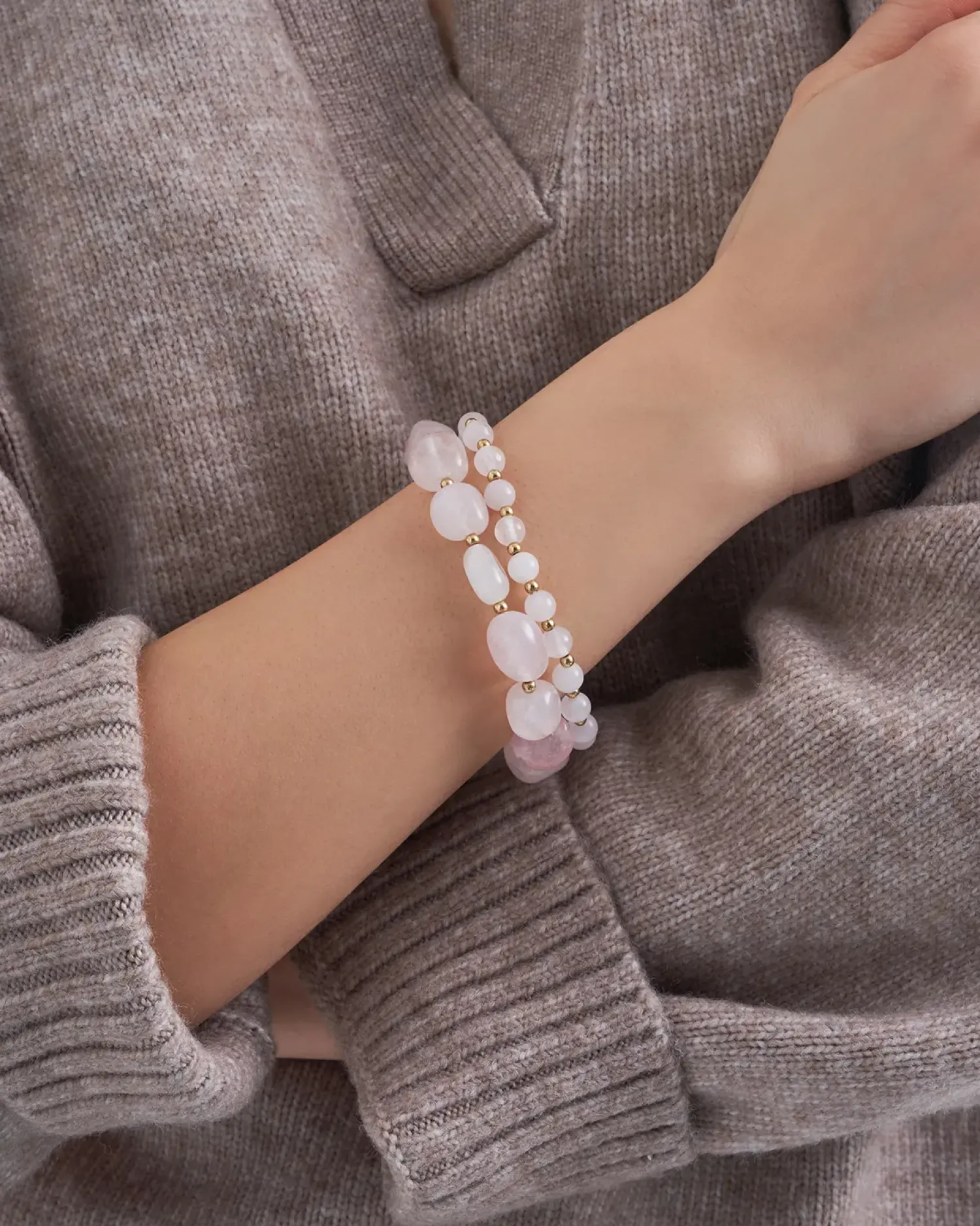 Bijou Brigitte Edelsteinarmbänder>Armband-Set - Gold Quartz rosa