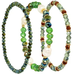 Bijou Brigitte Boho-Schmuck>Armband-Set - Green Pearls grün