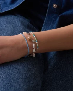 Bijou Brigitte Maritimer Schmuck|Muschelschmuck>Armband-Set - Ocean Glow blau, silber