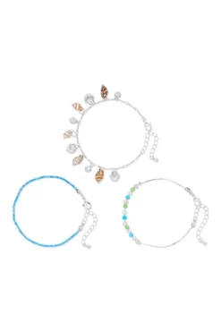 Bijou Brigitte Maritimer Schmuck|Muschelschmuck>Armband-Set - Ocean Glow blau, silber