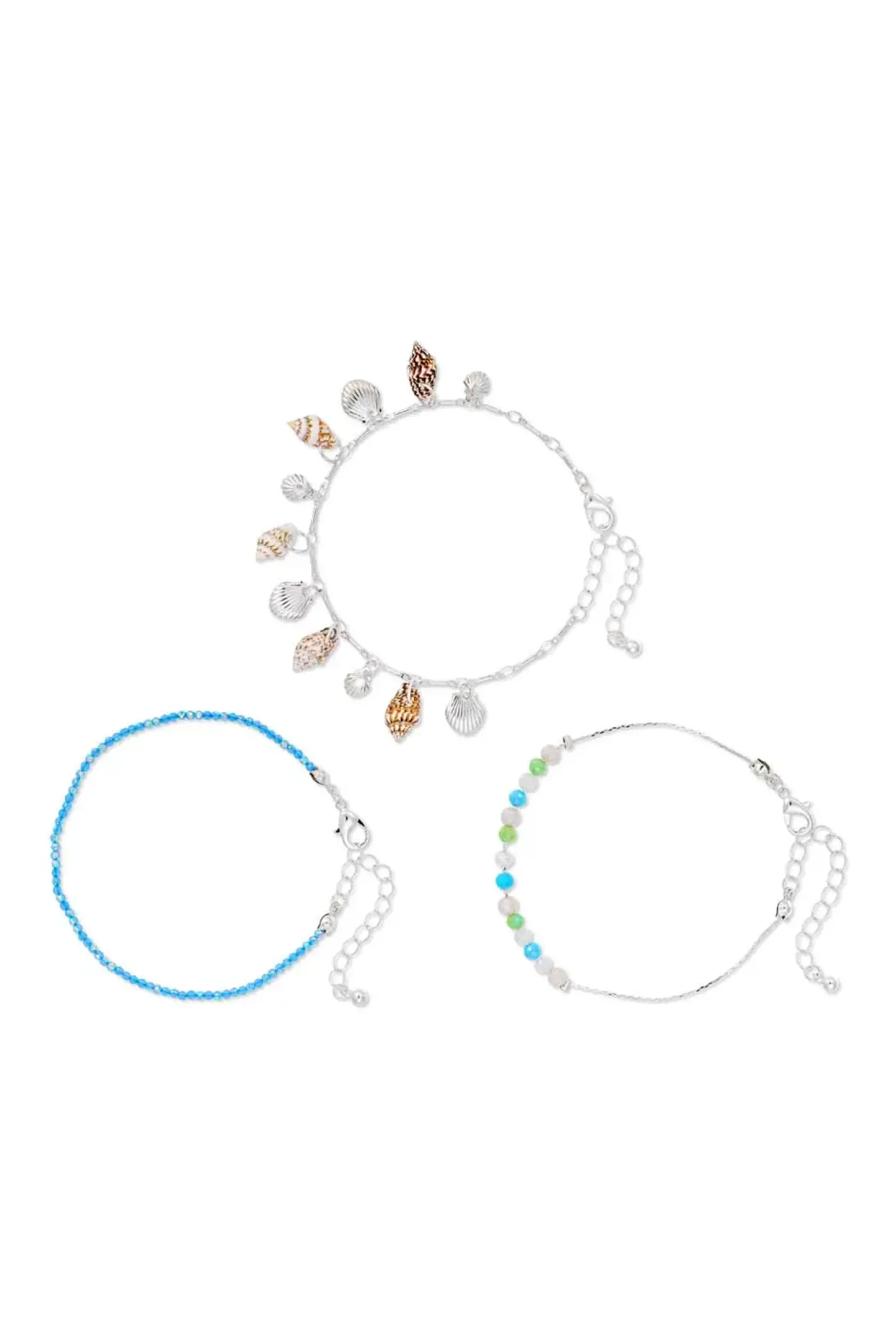 Bijou Brigitte Maritimer Schmuck|Muschelschmuck>Armband-Set - Ocean Glow blau, silber