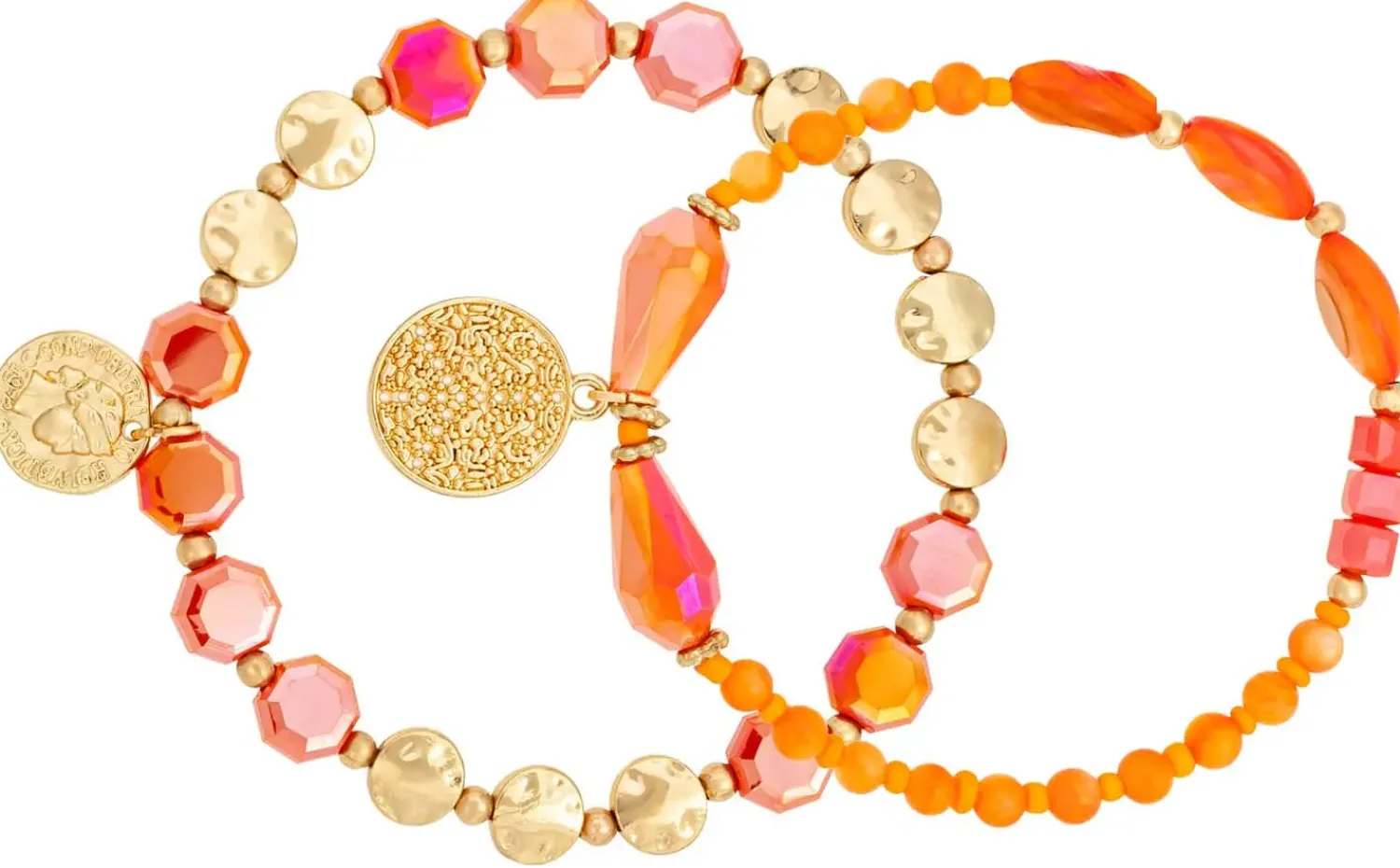 Bijou Brigitte Boho-Schmuck|Muschelschmuck>Armband-Set - Shell orange