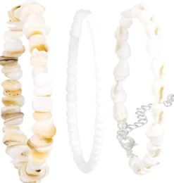Bijou Brigitte Perlenschmuck|Muschelschmuck>Armband-Set - Real Shells weiß