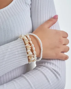 Bijou Brigitte Perlenschmuck|Muschelschmuck>Armband-Set - Real Shells weiß