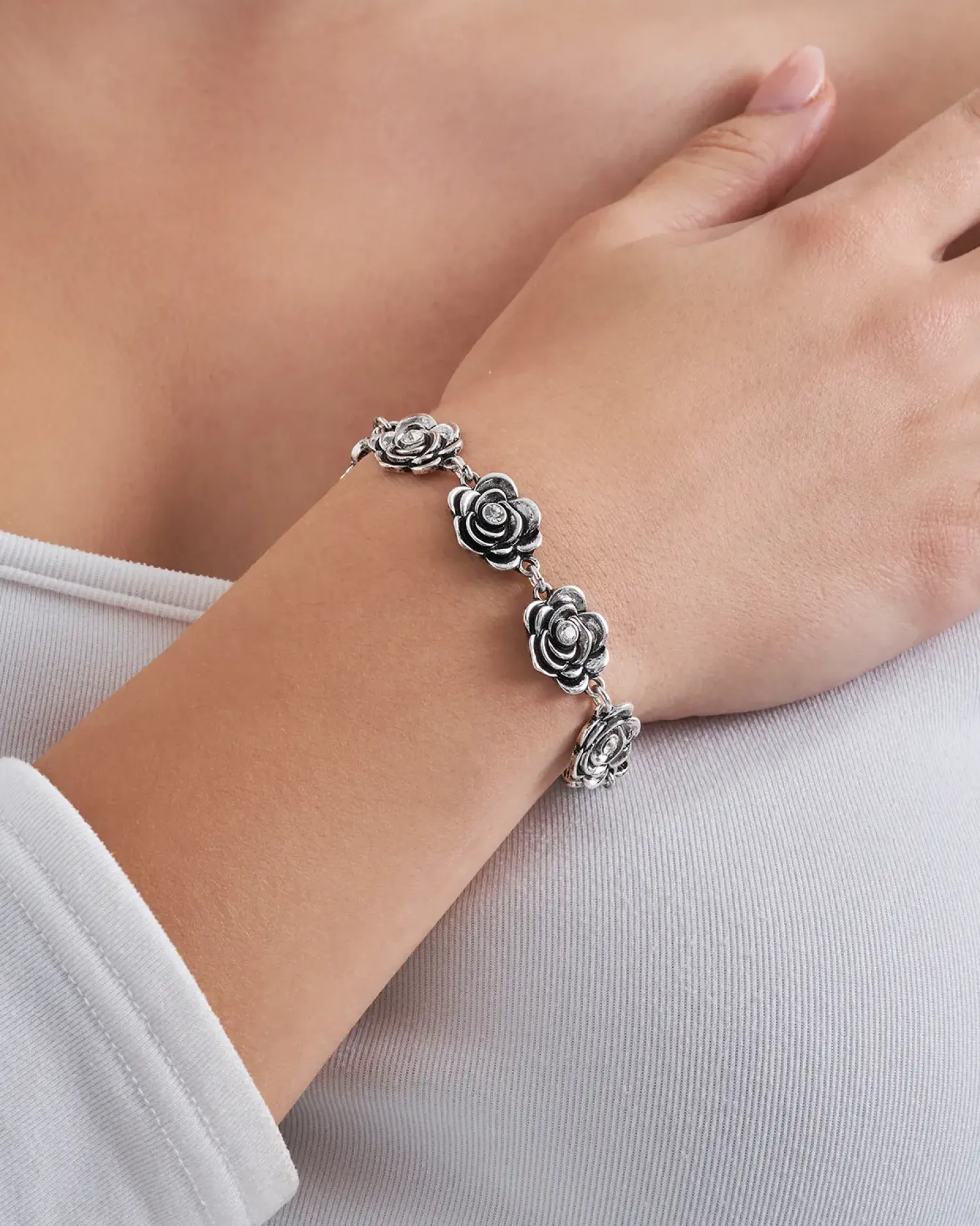 Bijou Brigitte Blumenschmuck>Armband - Silver Rose silber