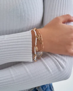 Bijou Brigitte Perlenschmuck|Armbänder Gold>Armband - Soft Ocean gold, weiß