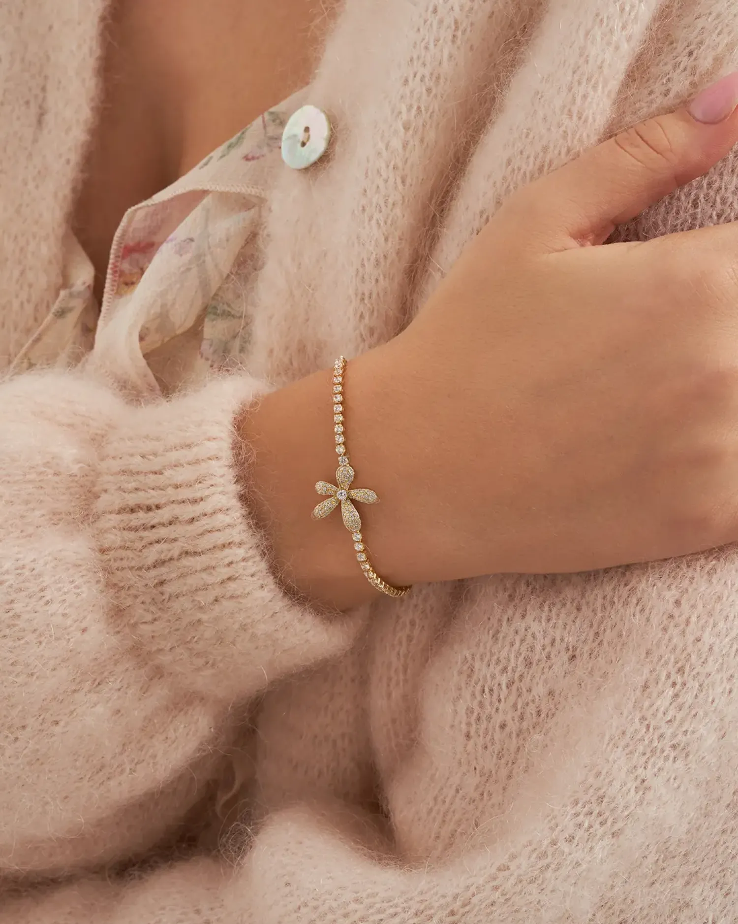 Bijou Brigitte Armbänder Gold|Blumenschmuck>Armband - Sparkling Flower gold