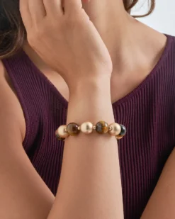 Bijou Brigitte Edelsteinarmbänder|Armbänder Gold>Armband - Tiger Eye braun, gold
