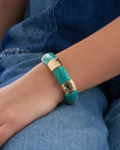 Bijou Brigitte Edelsteinarmbänder|Armbänder Gold>Armband - Turquoise Marble türkis, gold