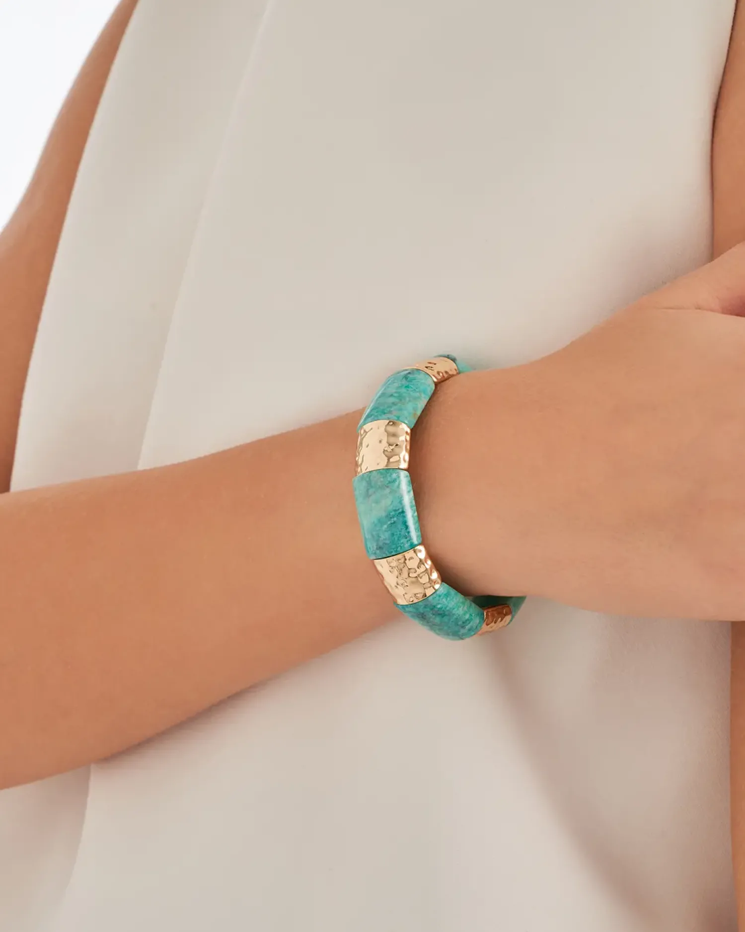 Bijou Brigitte Edelsteinarmbänder|Armbänder Gold>Armband - Turquoise Marble türkis, gold