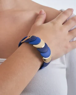 Bijou Brigitte Armbänder Gold>Armband - Wavy Discs gold, blau