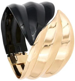 Bijou Brigitte Armbänder Gold|Armreifen>Armreif - Duo Leaves schwarz, gold