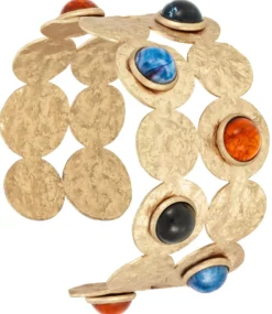 Bijou Brigitte Armbänder Gold|Armreifen>Armreif - Hammered Circles gold, blau, orange