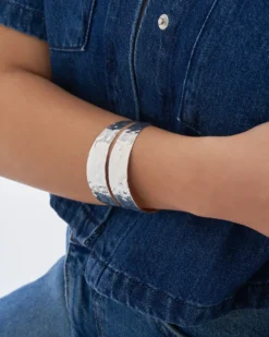 Bijou Brigitte Basics|Armreifen>Armreif - Hammered Double silber