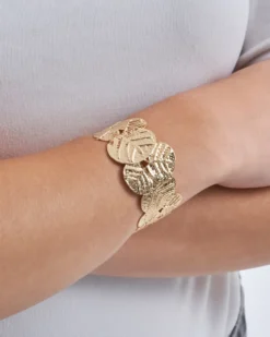Bijou Brigitte Armbänder Gold|Armreifen>Armreif - Hammered Leaves gold