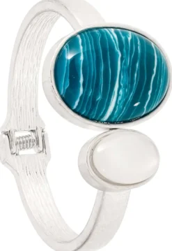 Bijou Brigitte Edelsteinarmbänder|Armreifen>Armreif - Oval Amazonite türkis, silber