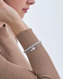Bijou Brigitte Perlenschmuck|Perlenarmbänder>Armreif - Pretty Pearls weiß, silber