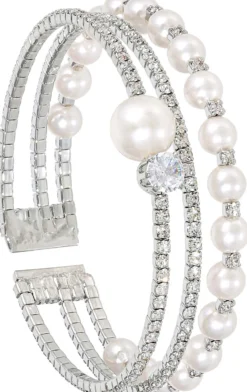 Bijou Brigitte Perlenschmuck|Perlenarmbänder>Armreif - Pretty Pearls weiß, silber