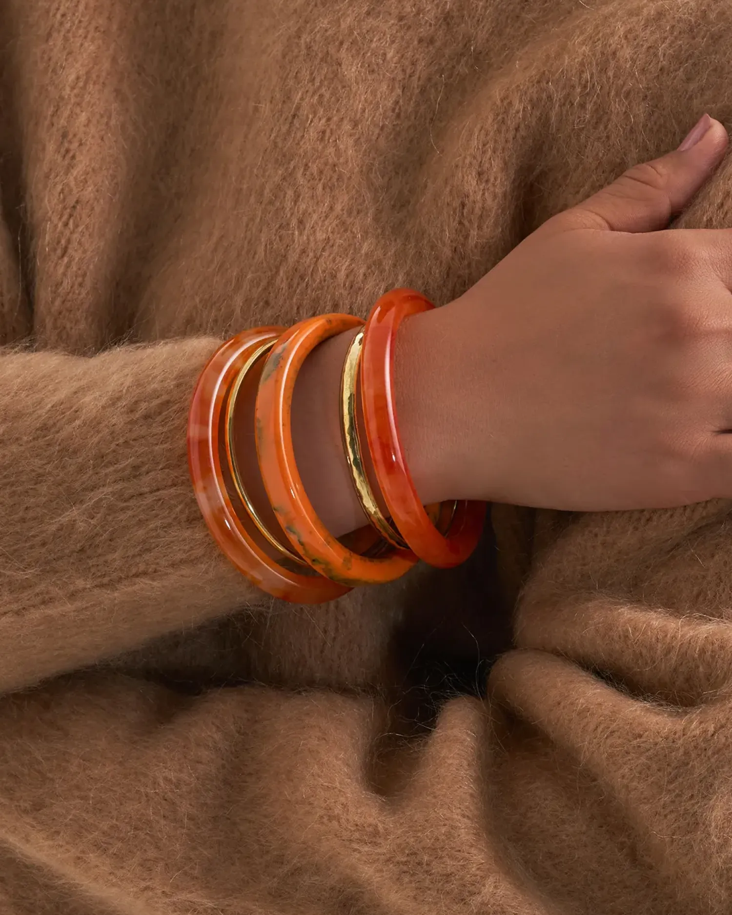 Bijou Brigitte Armbänder Gold|Armreifen>Armreif-Set - Golden Amber gold, orange