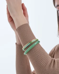 Bijou Brigitte Armbänder Gold|Boho-Schmuck>Armreif-Set - Light Green gold, grün