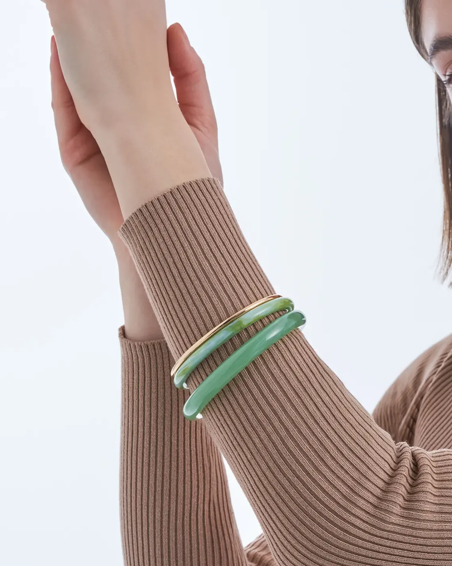 Bijou Brigitte Armbänder Gold|Boho-Schmuck>Armreif-Set - Light Green gold, grün